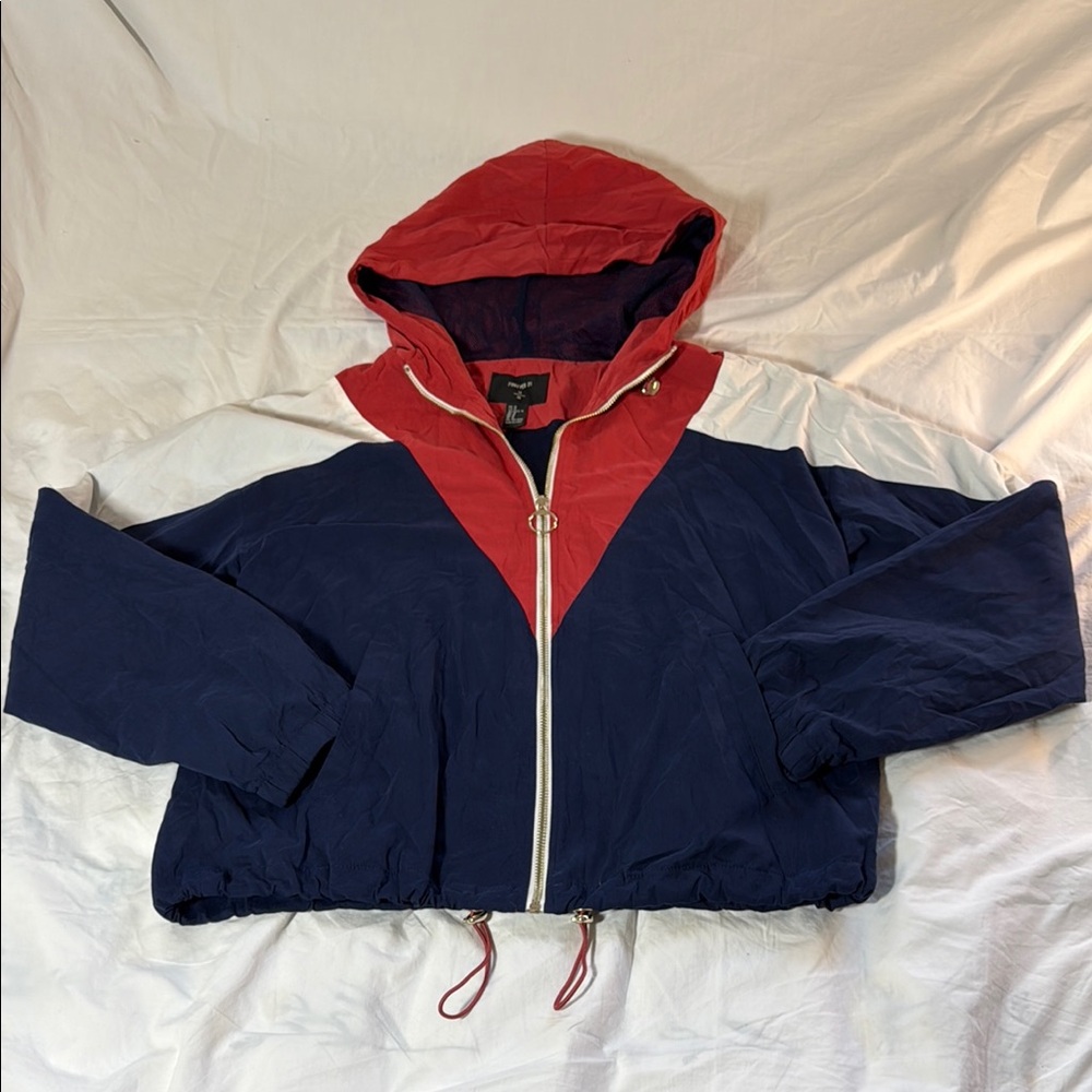 Forever 21 Navy With Red and White Full-zip Windbreaker Jacket Size Medium - Picture 2 of 10